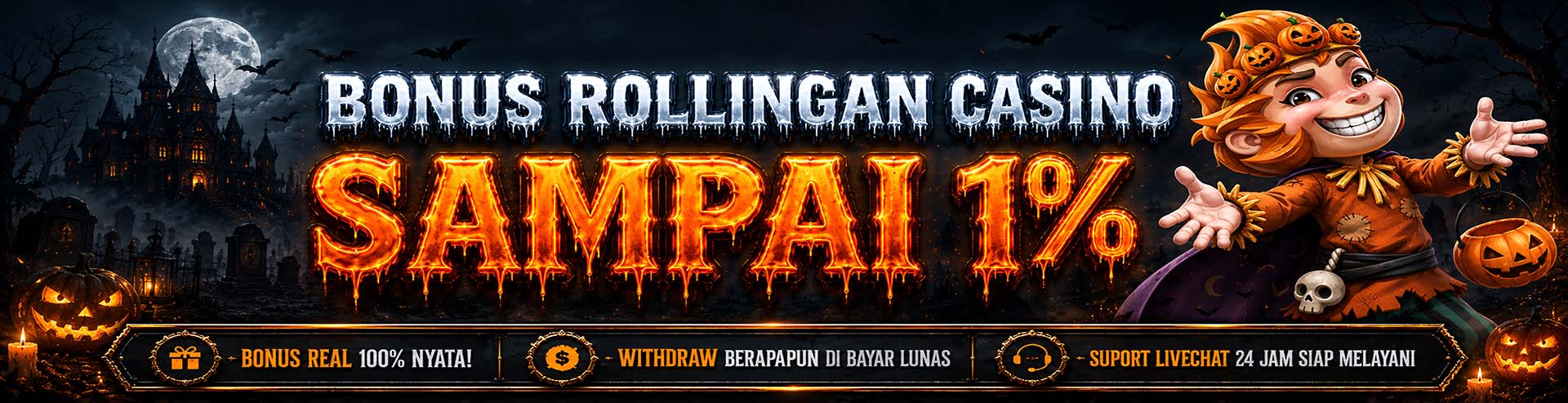 BONUS ROLLINGAN CASINO 1%